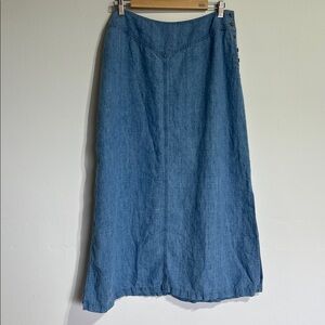 Jones New Sport 100% Linen Chic Blue Women's Maxi Skirt